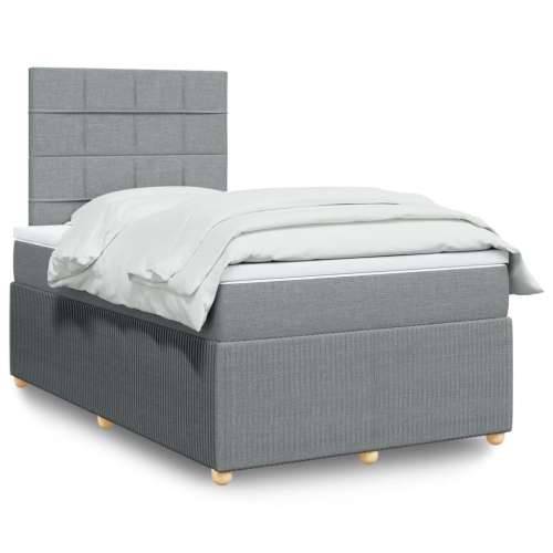 Krevet s oprugama i madracem svjetlosivi 120x190 cm od tkanine - Svjetlosiva 120 x 190 cm Blok s kvadratima Cijena