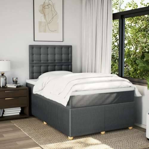 Krevet box spring s madracem tamnosivi 120 x 190 cm tkanina - Tamno siva 120 x 190 cm gumbi Cijena