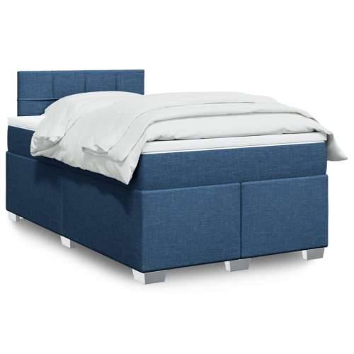 Krevet s oprugama i madracem plavi 120 x 190 cm od tkanine - Plava 120 x 190 cm Blok s kvadratima Cijena