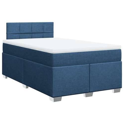 Krevet s oprugama i madracem plavi 120 x 190 cm od tkanine - Plava 120 x 190 cm Blok s kvadratima Cijena