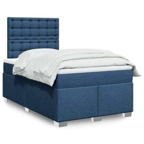 Krevet s oprugama i madracem plavi 120 x 190 cm od tkanine - Plava 120 x 190 cm gumbi Cijena