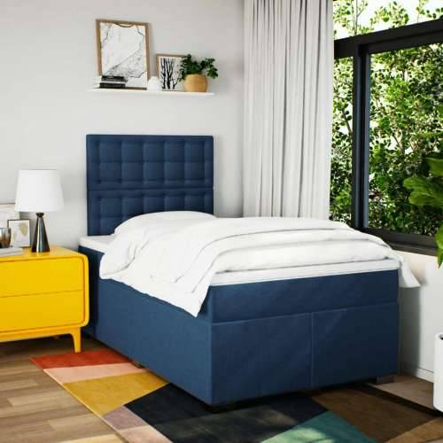 Krevet s oprugama i madracem plavi 120 x 190 cm od tkanine - Plava 120 x 190 cm gumbi Cijena