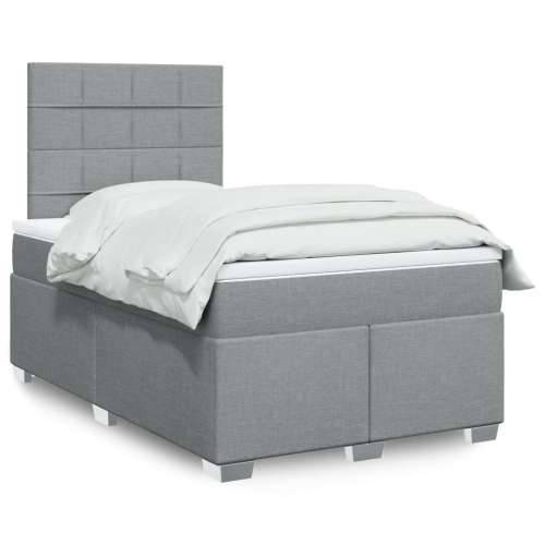 Krevet s oprugama i madracem svjetlosivi 120x190 cm od tkanine - Svjetlosiva 120 x 190 cm Blok s kvadratima Cijena