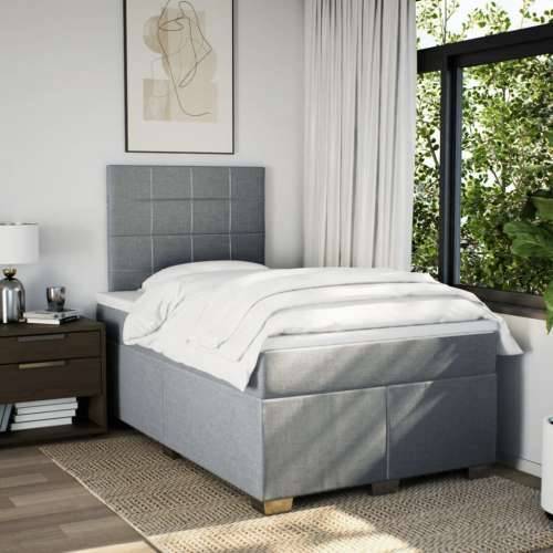 Krevet s oprugama i madracem svjetlosivi 120x190 cm od tkanine - Svjetlosiva 120 x 190 cm Blok s kvadratima Cijena