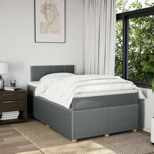 Krevet box spring s madracem tamnosivi 120 x 190 cm tkanina - Tamno siva 120 x 190 cm Blok s kvadratima Cijena