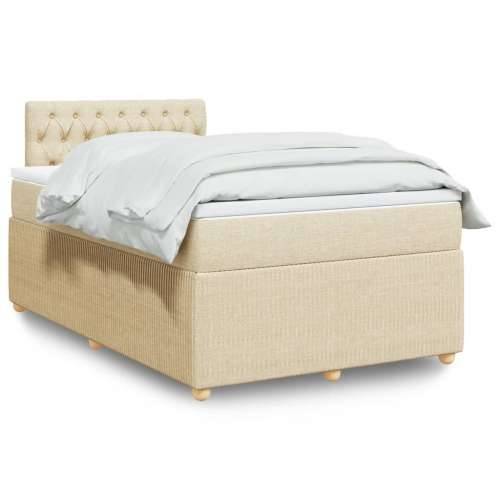 Krevet box spring s madracem krem 120 x 190 cm od tkanine - Krema 120 x 190 cm Dizajn s gumbima Cijena