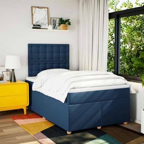 Krevet s oprugama i madracem plavi 120 x 190 cm od tkanine - Plava 120 x 190 cm gumbi Cijena