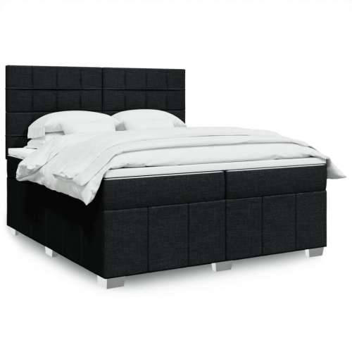 Krevet s oprugama i madracem crni 200x200 cm od tkanine - Crna 200 x 200 cm Blok s kvadratima Cijena