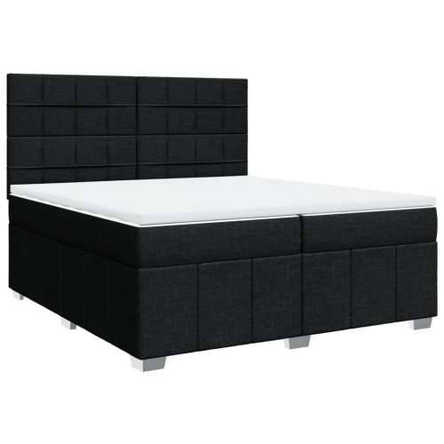 Krevet s oprugama i madracem crni 200x200 cm od tkanine - Crna 200 x 200 cm Blok s kvadratima Cijena