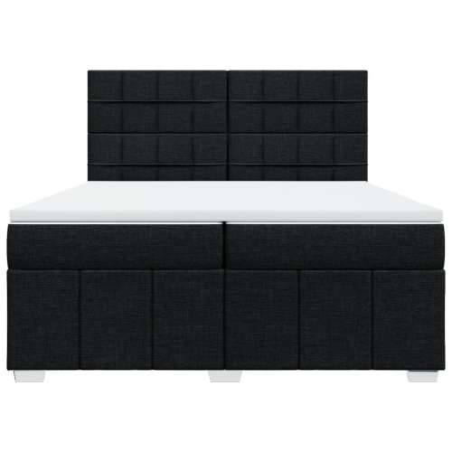 Krevet s oprugama i madracem crni 200x200 cm od tkanine - Crna 200 x 200 cm Blok s kvadratima Cijena