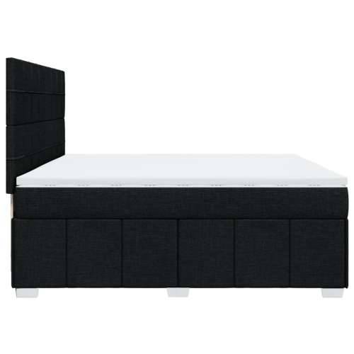 Krevet s oprugama i madracem crni 200x200 cm od tkanine - Crna 200 x 200 cm Blok s kvadratima Cijena