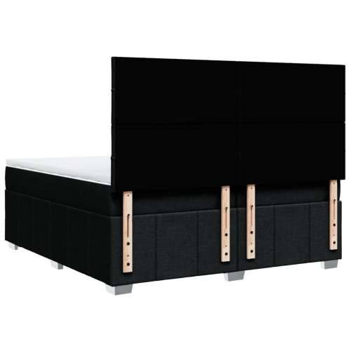 Krevet s oprugama i madracem crni 200x200 cm od tkanine - Crna 200 x 200 cm Blok s kvadratima Cijena