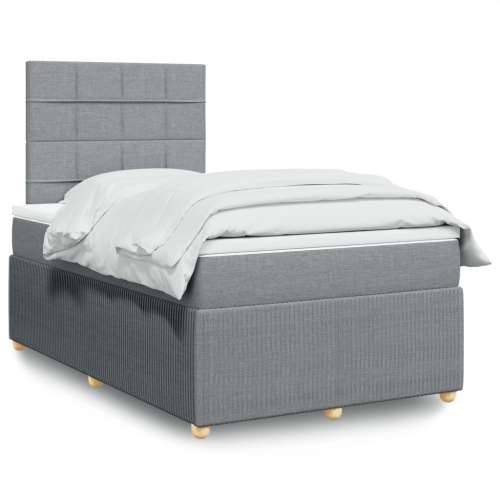 Krevet s oprugama i madracem svjetlosivi 120x190 cm od tkanine - Svjetlosiva 120 x 190 cm Blok s kvadratima Cijena