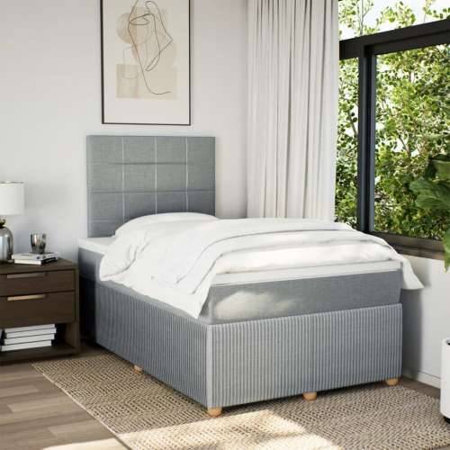 Krevet s oprugama i madracem svjetlosivi 120x190 cm od tkanine - Svjetlosiva 120 x 190 cm Blok s kvadratima Cijena