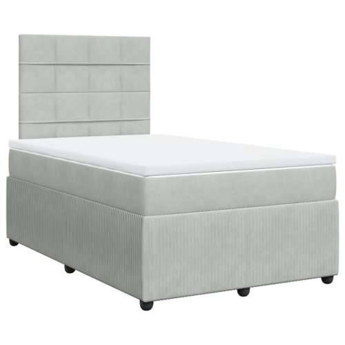 Krevet s oprugama i madracem svjetlosivi 120x190 cm baršunasti - Svjetlosiva 120 x 190 cm Blok s kvadratima Cijena