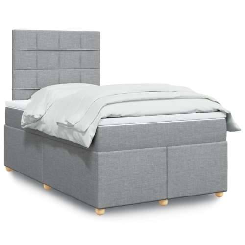Krevet s oprugama i madracem svjetlosivi 120x190 cm od tkanine - Svjetlosiva 120 x 190 cm Blok s kvadratima Cijena