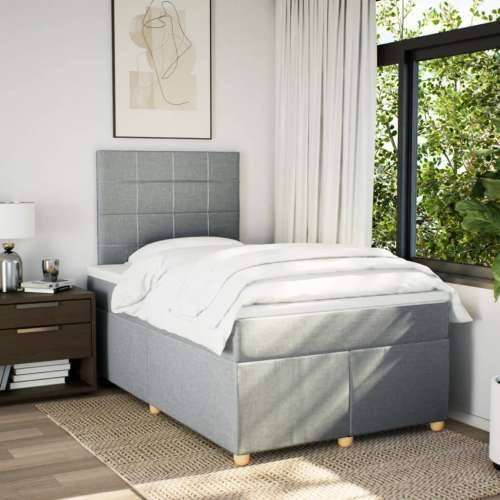 Krevet s oprugama i madracem svjetlosivi 120x190 cm od tkanine - Svjetlosiva 120 x 190 cm Blok s kvadratima Cijena