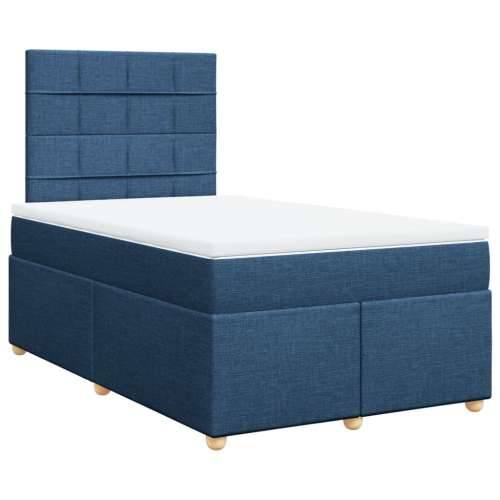 Krevet s oprugama i madracem plavi 120 x 190 cm od tkanine - Plava 120 x 190 cm Blok s kvadratima Cijena