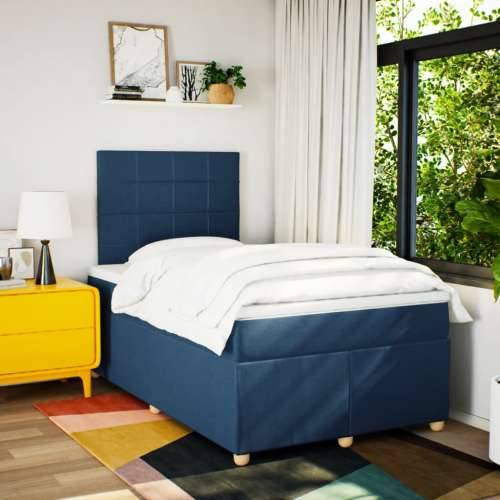 Krevet s oprugama i madracem plavi 120 x 190 cm od tkanine - Plava 120 x 190 cm Blok s kvadratima Cijena