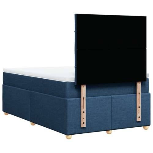 Krevet s oprugama i madracem plavi 120 x 190 cm od tkanine - Plava 120 x 190 cm Blok s kvadratima Cijena