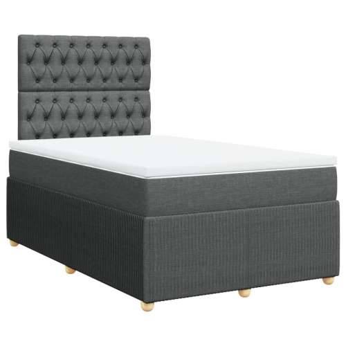 Krevet box spring s madracem tamnosivi 120 x 190 cm tkanina - Tamno siva 120 x 190 cm Dizajn s gumbima Cijena
