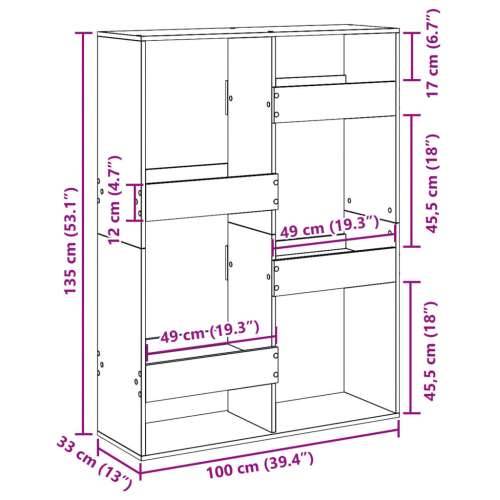 Paravan - Sobna pregrada boja hrasta 100x33x135 cm konstruirano drvo - Dimljeni hrast 1 135 cm Cijena