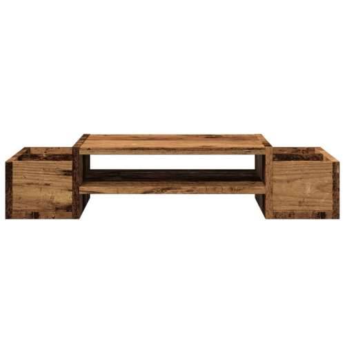 Stalak za monitor s pohranom boja drva 70 x 27 x 15 cm drveni - Staro drvo 70 x 27 x 15 cm Cijena