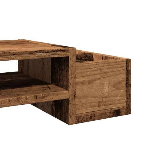 Stalak za monitor s pohranom boja drva 70 x 27 x 15 cm drveni - Staro drvo 70 x 27 x 15 cm Cijena