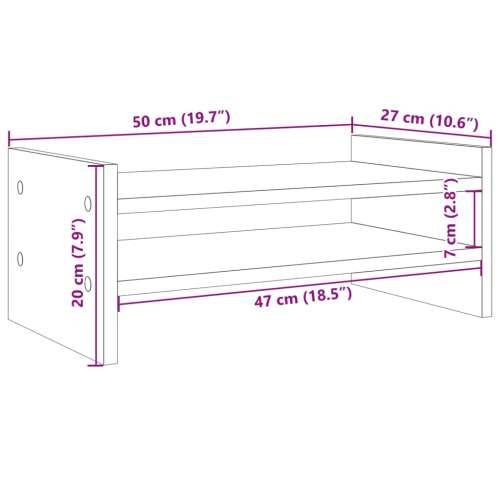 Stalak za monitor siva boja hrasta 50x27x20cm konstruirano drvo - Sivi hrast sonoma 50 x 27 x 20 cm Cijena