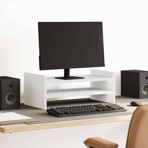 Stalak za monitor bijeli 50x27x20 cm od konstruiranog drva - Bijela 50 x 27 x 20 cm Cijena