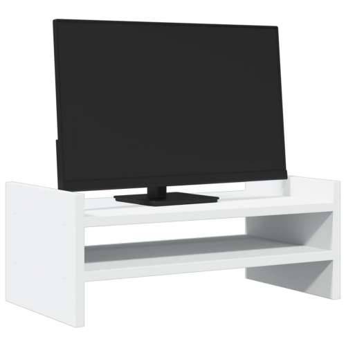 Stalak za monitor bijeli 50x27x20 cm od konstruiranog drva - Bijela 50 x 27 x 20 cm Cijena
