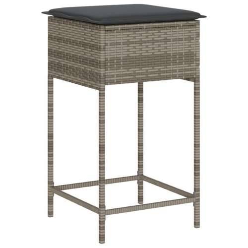 3-dijelni vrtni barski set od poliratana s jastucima sivi - Siva 80 x 80 x 110 cm 2 Cijena