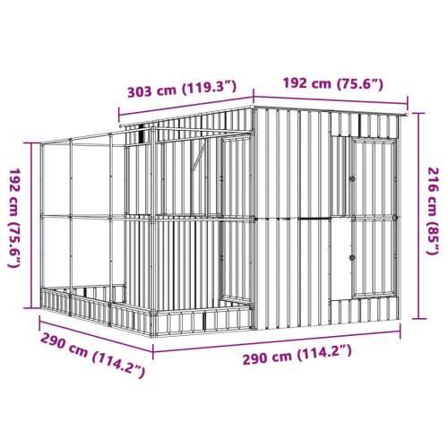 Kavez za ptice s produžetkom srebrni 290x303x216 cm čelični - 290 x 303 x 216 cm Cijena