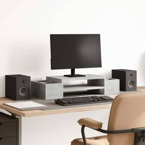 Stalak za monitor s pohranom boja betona 70 x 27 x 15 cm drveni - Beton siva 70 x 27 x 15 cm Cijena