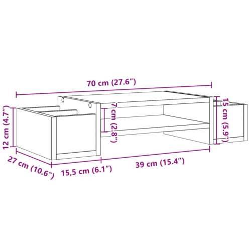 Stalak za monitor s pohranom boja betona 70 x 27 x 15 cm drveni - Beton siva 70 x 27 x 15 cm Cijena