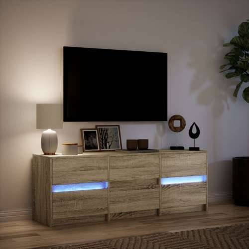 TV ormarić s LED svjetlima boja hrasta 140x34x50 cm drveni - sonoma hrast 1 140 cm Cijena
