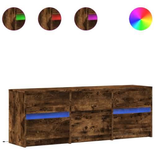 TV ormarić s LED svjetlima boja hrasta 140x34x50 cm drveni - Dimljeni hrast 1 140 cm Cijena