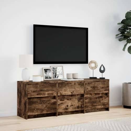 TV ormarić s LED svjetlima boja hrasta 140x34x50 cm drveni - Dimljeni hrast 1 140 cm Cijena