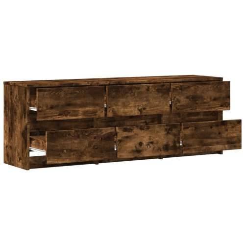 TV ormarić s LED svjetlima boja hrasta 140x34x50 cm drveni - Dimljeni hrast 1 140 cm Cijena