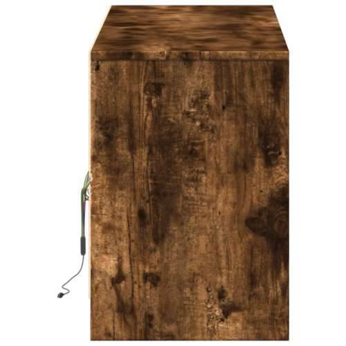 TV ormarić s LED svjetlima boja hrasta 140x34x50 cm drveni - Dimljeni hrast 1 140 cm Cijena