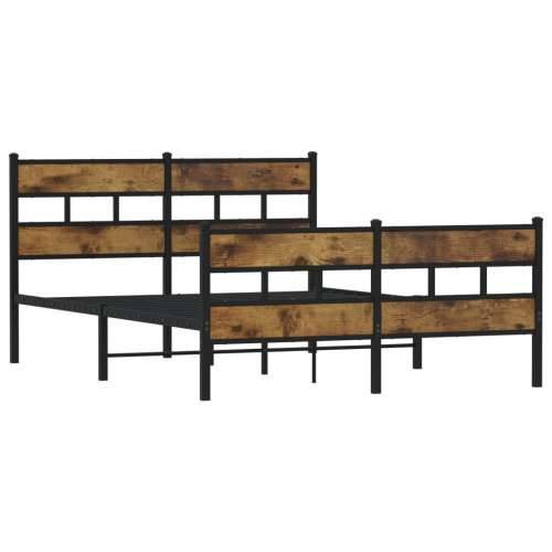 Metalni okvir kreveta bez madraca boja hrasta 160x200 cm Dimljeni hrast 160 x 200 cm s uzglavljem i podnožjem Cijena