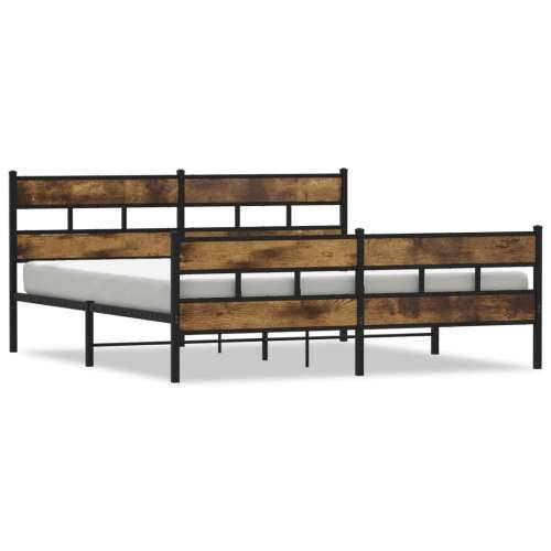 Metalni okvir kreveta bez madraca boja hrasta 183x213 cm - Dimljeni hrast 183 x 213 cm s uzglavljem i podnožjem Cijena