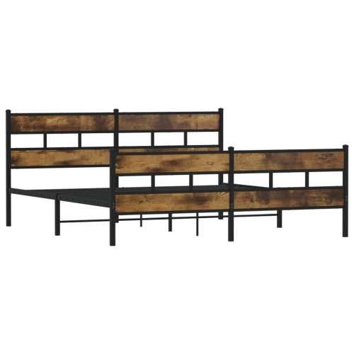 Metalni okvir kreveta bez madraca boja hrasta 183x213 cm - Dimljeni hrast 183 x 213 cm s uzglavljem i podnožjem Cijena