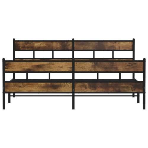 Metalni okvir kreveta bez madraca boja hrasta 183x213 cm - Dimljeni hrast 183 x 213 cm s uzglavljem i podnožjem Cijena