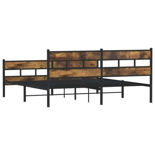 Metalni okvir kreveta bez madraca boja hrasta 183x213 cm - Dimljeni hrast 183 x 213 cm s uzglavljem i podnožjem Cijena