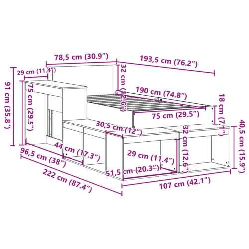 Okvir kreveta bez madraca 75 x 190 cm od masivne borovine Prirodna 75 x 190 cm Cijena