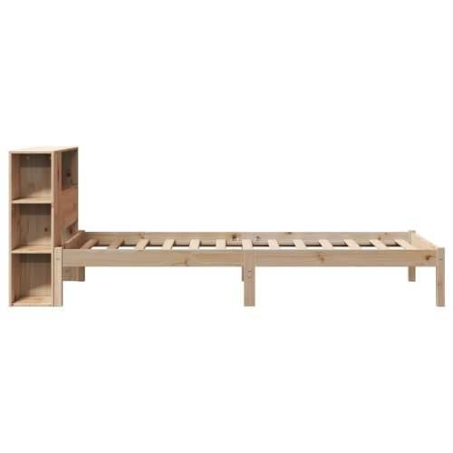 Krevet s regalom za knjige bez madraca 90x190 cm od borovine - Prirodna 90 x 190 cm Cijena
