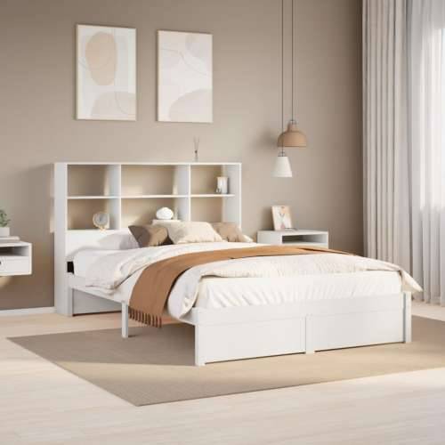 Krevet s regalom z knjige bez madraca bijeli 150x200cm borovina - Bijela 150 x 200 cm Cijena