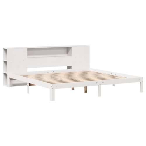 Krevet s regalom z knjige bez madraca bijeli 180x200cm borovina - Bijela 180 x 200 cm Cijena