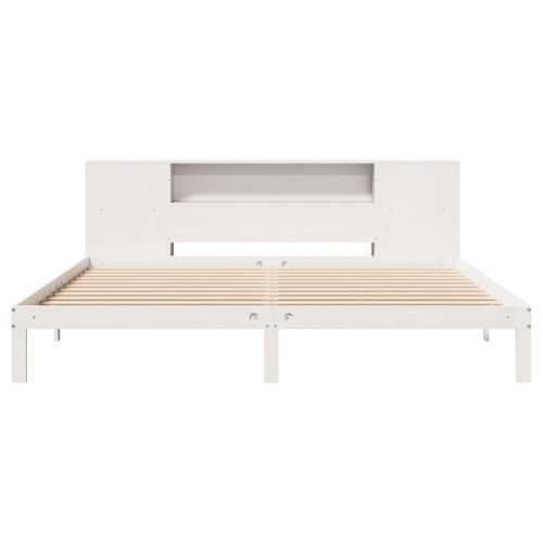 Krevet s regalom z knjige bez madraca bijeli 180x200cm borovina - Bijela 180 x 200 cm Cijena
